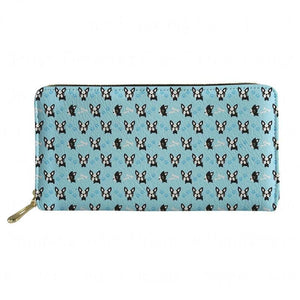 Boston Terrier Dog Print Wallet for Women Girls Zipper Clutch Purse
