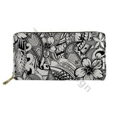 Polynesian Sea Turtle Pattern Leather Long Purse for Women