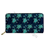 Polynesian Sea Turtle Pattern Leather Long Purse for Women