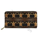 Polynesian Sea Turtle Pattern Leather Long Purse for Women