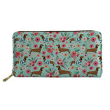 Floral Kitty Print Wallet 3D Printed Dog Animals Purse Long Wallet PU Handbag