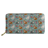 Floral Kitty Print Wallet 3D Printed Dog Animals Purse Long Wallet PU Handbag
