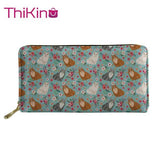 Floral Kitty Print Wallet 3D Printed Dog Animals Purse Long Wallet PU Handbag