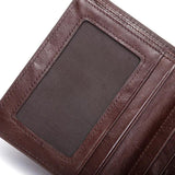 Men's Leather Wallet Short Thin Vertical First Layer Cowhide Retro