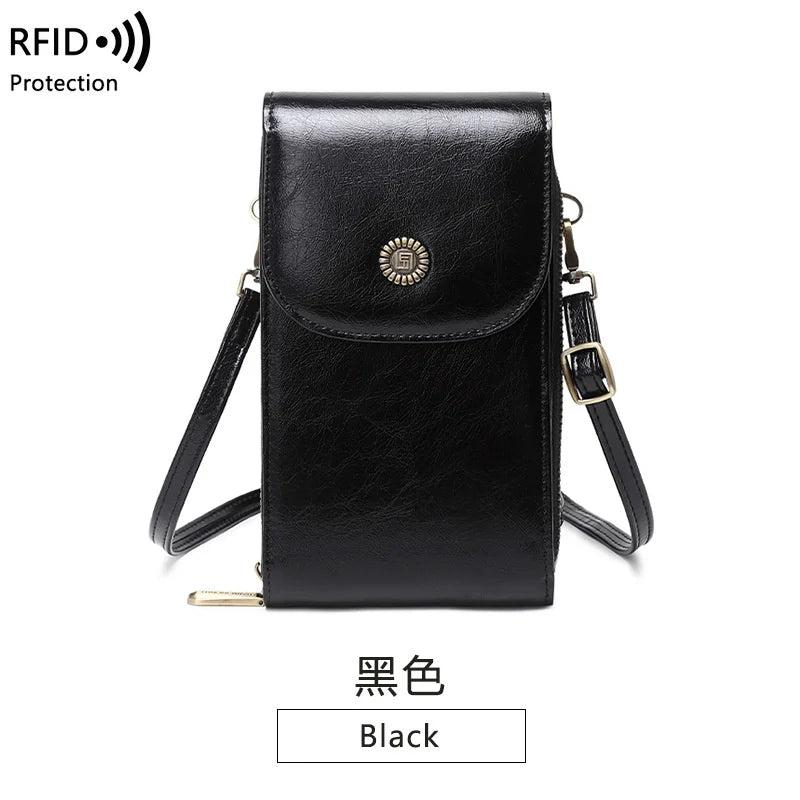 Oilskin Vertical Crossbody Bag Small Shoulder Mobile Bag