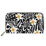 Leather Hawaii Flower Polynesian Tribal Pattern Women's Wallet