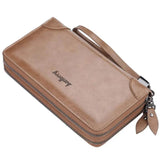 Pu Leather Men's Clutch Wallet Double Zip Long Purse Money Bag