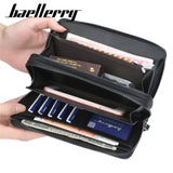 Pu Leather Men's Clutch Wallet Double Zip Long Purse Money Bag