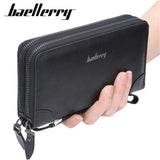 Pu Leather Men's Clutch Wallet Double Zip Long Purse Money Bag