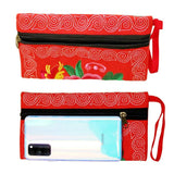 Ethnic Style Embroidered Flowers Canvas Wallet Key Case