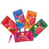 Ethnic Style Embroidered Flowers Canvas Wallet Key Case