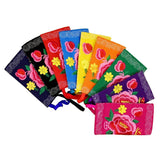 Ethnic Style Embroidered Flowers Canvas Wallet Key Case