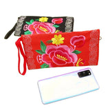 Ethnic Style Embroidered Flowers Canvas Wallet Key Case