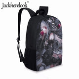 Jackherelook Gothic Anime Girl Pattern Schoolbag for Teenagers