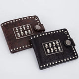 Vintage Punk Rock Skull Heads Cross Biker Wallet with Key Chain