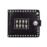 Vintage Punk Rock Skull Heads Cross Biker Wallet with Key Chain