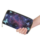 Starry Butterfly Print Long Wallet Multifunctional PU Leather Wallet