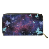 Starry Butterfly Print Long Wallet Multifunctional PU Leather Wallet