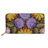 Colorful Boho Floral Print Long Wallet Zipper Phone Bag Girls Clutch Purse