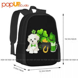 Maltese St Patricks Irish Clover Gift Dog Lover Backpack