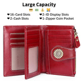Women's Short Oil Wax Skin Wallet Zip Card Bag Wallet