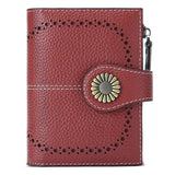 Women's Short Oil Wax Skin Wallet Zip Card Bag Wallet