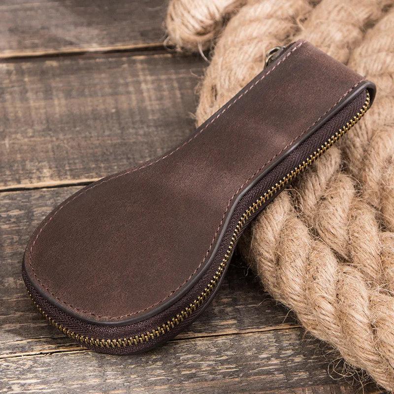 Leather Watch Storage Case Men High Zipper Vintage Jewelry Box