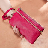 Vintage Women Coin Purse Leather Zipper Small Oil Cowhide Wallet