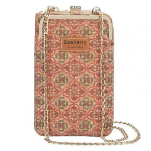 Vintage Floral Phone Purse Double Layer Faux Leather Crossbody Bag