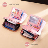 Oil Wax RFID Small Wallet Women Clutch Bag