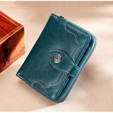 Oil Wax RFID Small Wallet Women Clutch Bag