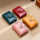 Oil Wax RFID Small Wallet Women Clutch Bag