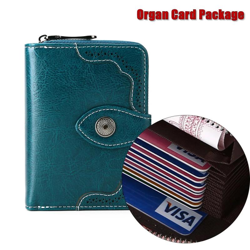 Oil Wax RFID Small Wallet Women Clutch Bag