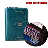 Oil Wax RFID Small Wallet Women Clutch Bag