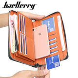 Men's Long Zipper Leather Clutch Bag Multi-function Wallet