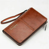 Men's Long Zipper Leather Clutch Bag Multi-function Wallet