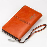 Men's Long Zipper Leather Clutch Bag Multi-function Wallet