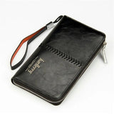 Men's Long Zipper Leather Clutch Bag Multi-function Wallet