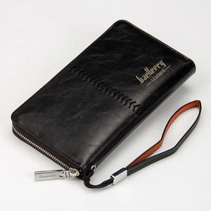 Men's Long Zipper Leather Clutch Bag Multi-function Wallet
