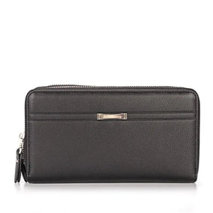 Men's Leather Clutch Wallet Double Zip Business Handbag