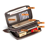 Men's Leather Clutch Wallet Double Zip Business Handbag