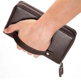 Men's Leather Clutch Wallet Double Zip Business Handbag