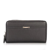 Men's Leather Clutch Wallet Double Zip Business Handbag