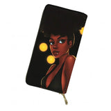 African Girl Print Women Wallet Phone Bag Long Thin Money Purse Carteras