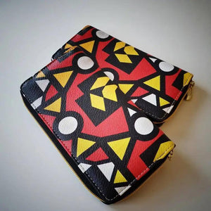 Melody Girl Print Leather Wallet Music Note Zipper Clutch Purse