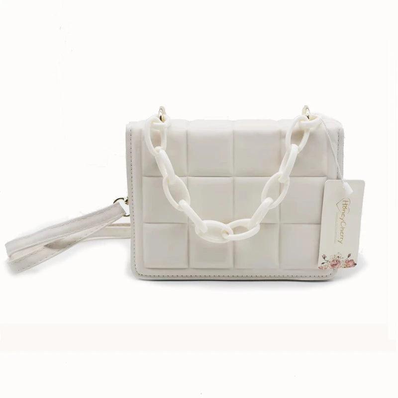 Embossed Leather Flap Crossbody Bag