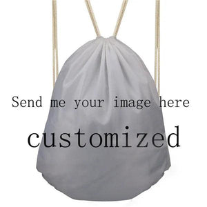 Lazy Pug Dog Pattern Drawstring Bag Shoulder Backpack Travel Storage Bag