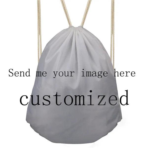 Lazy Pug Dog Pattern Drawstring Bag Shoulder Backpack Travel Storage Bag