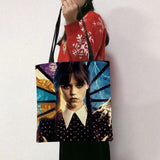 Wednesday Addams Shoulder Bag Canvas Tote Grocery Ec