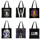 Wednesday Addams Shoulder Bag Canvas Tote Grocery Ec